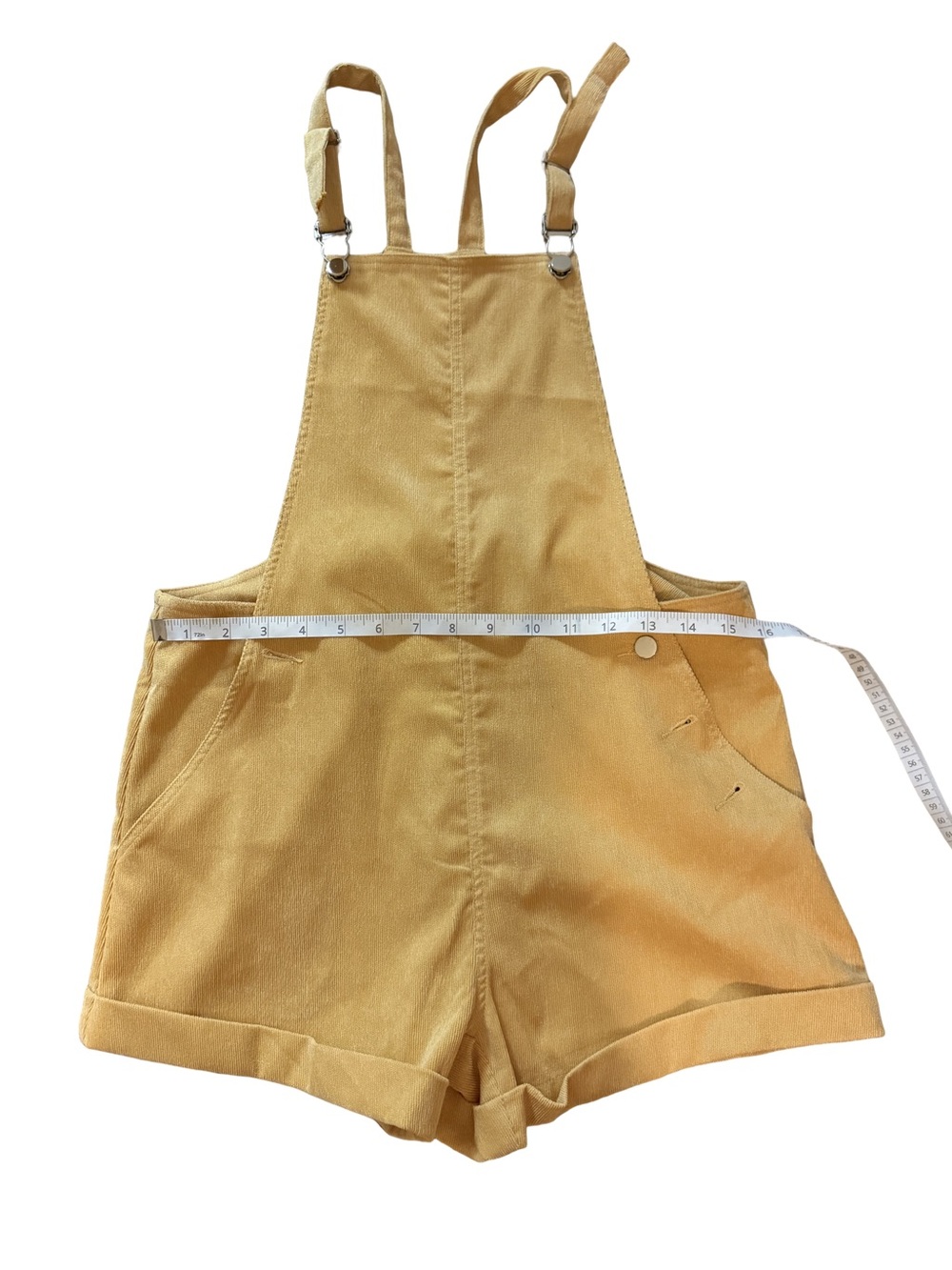 Princess Polly Mustard Yellow Corduroy Overall Shorts